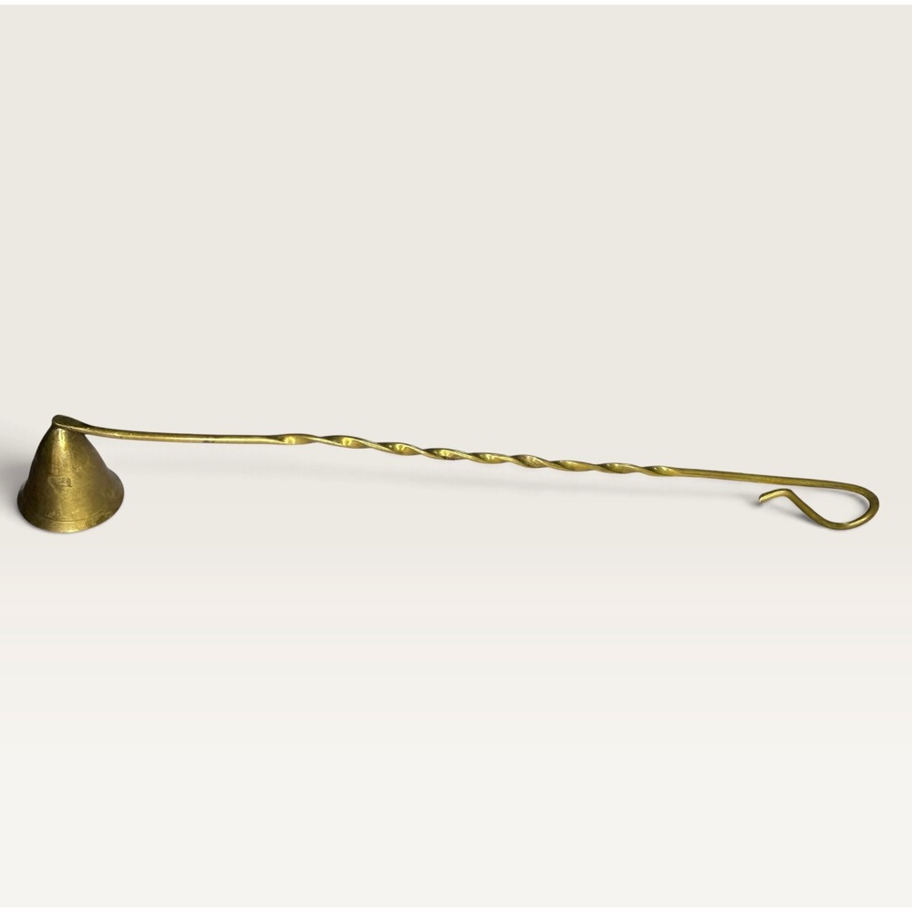Vintage Brass Candle Snuffer Twisted Handle Gold Finish Decorative Hanging